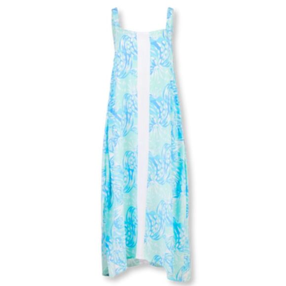Lilibridge The Blue Tropics Midi Dress Womens S Beach Coastal Flowy Coverup NEW - Picture 3 of 13